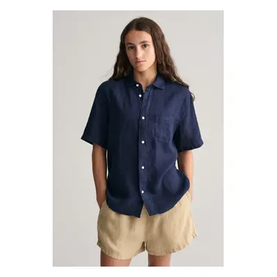 KOŠILE GANT RELAXED LINEN SS SHIRT MARINE