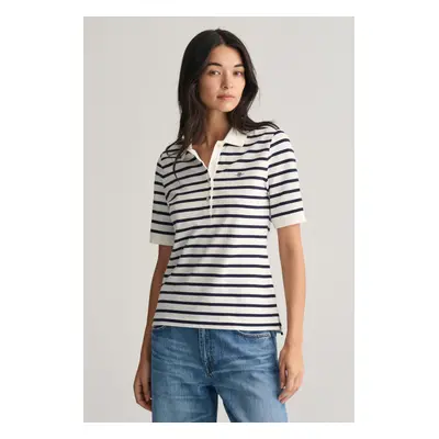 POLOKOŠILE GANT SLIM STRIPED SHIELD SS PIQUE POLO EGGSHELL