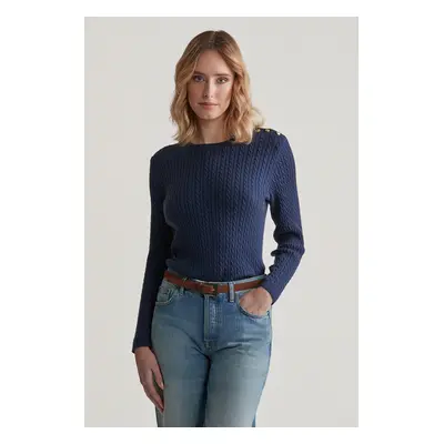 SVETR GANT MINI CABLE KNIT C-NECK EVENING BLUE