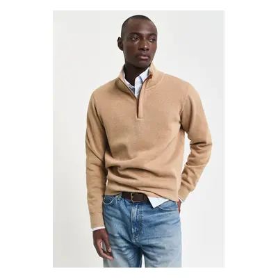 MIKINA GANT SACKER RIB HALF ZIP KHAKI MEL