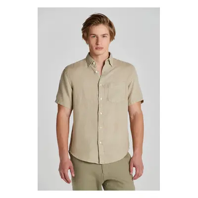 KOŠILE GANT REG GMNT DYED LINEN SS SHIRT CONCRETE BEIGE