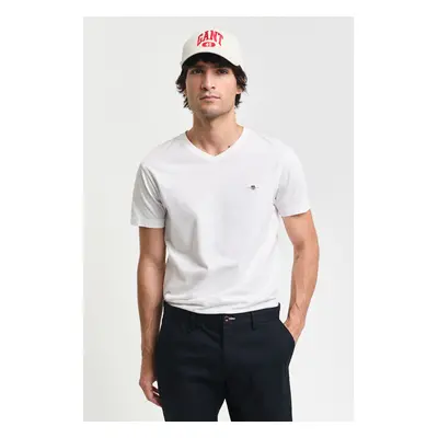 TRIČKO GANT SLIM SHIELD V-NECK T-SHIRT WHITE