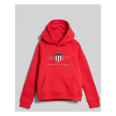 MIKINA GANT ARCHIVE SHIELD RAGLAN HOODIE BRIGHT RED