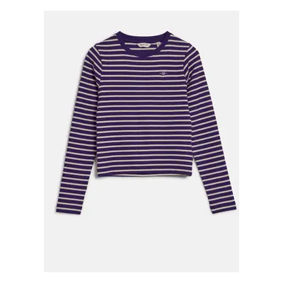 TOP GANT SHIELD SLIM RIBBED STRIPED TOP PANSY PURPLE