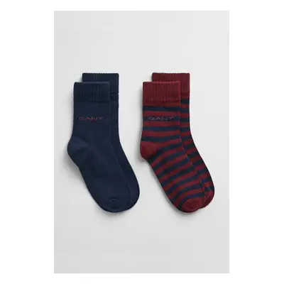 PONOŽKY GANT SHIELD STRIPE SOCKS 2-PACK WINE RED