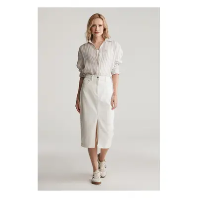 SUKNĚ GANT WHITE DENIM SLIT SKIRT EGGSHELL