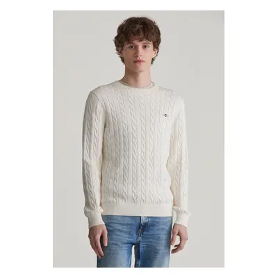 SVETR GANT COTTON CABLE C-NECK CREAM