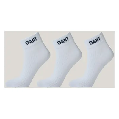 PONOŽKY GANT LOGO ANKLE SOCKS 3-PACK WHITE