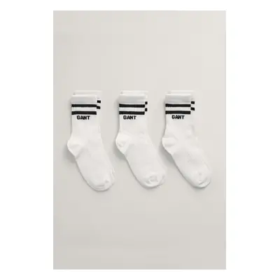 PONOŽKY GANT LOGO RIB SOCKS 3-PACK WHITE