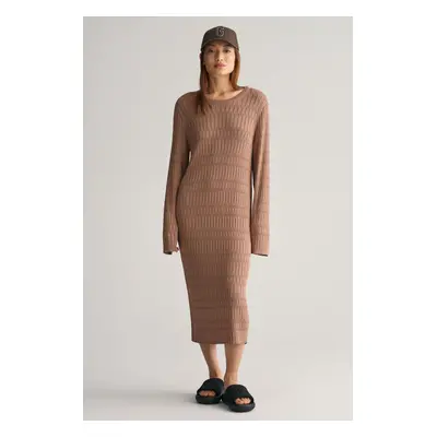 ŠATY GANT TEXTURED KNIT DRESS ROASTED WALNUT