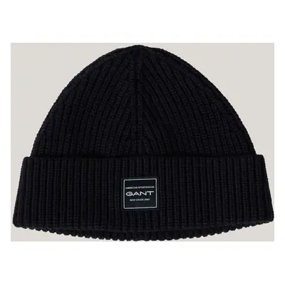 ČEPICE GANT COTTON RIBBED BEANIE BLACK