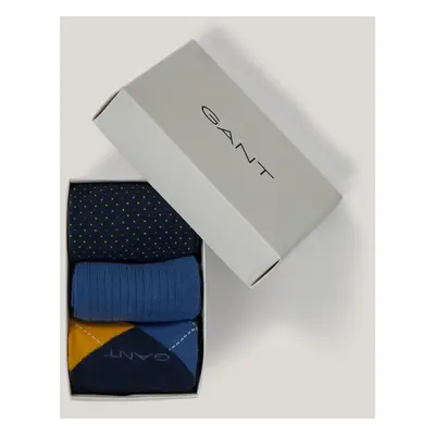 PONOŽKY GANT ARGYLE SOCKS 3-PACK GIFT BOX EVENING BLUE