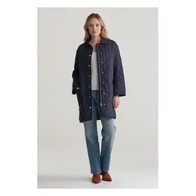 KABÁT GANT QUILTED COAT WITH CORD DETAILS EVENING BLUE