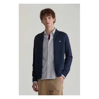 SVETR GANT CASUAL COTTON BOMBER CARDIGAN EVENING BLUE