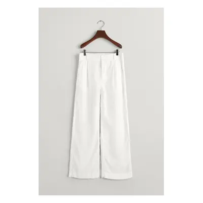 KALHOTY GANT WIDE PLEATED LINEN PANTS WHITE