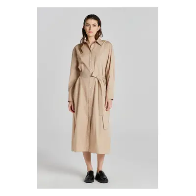 ŠATY GANT REL POPLIN SHIRT DRESS DRY SAND