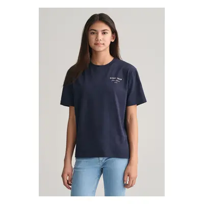 TRIČKO GANT GRAPHIC SCRIPT RELAXED T-SHIRT EVENING BLUE