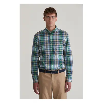 KOŠILE GANT REG POPLIN TARTAN CHECK SHIRT DEEP FOREST GREEN