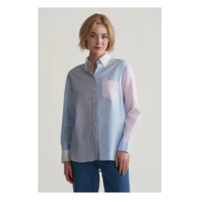 KOŠILE GANT REL PATCHWORK BD SHIRT MUTED BLUE