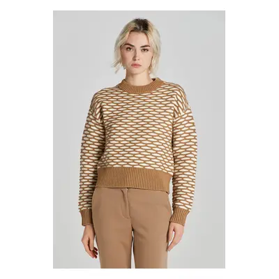 SVETR GANT INTARSIA C-NECK WARM KHAKI