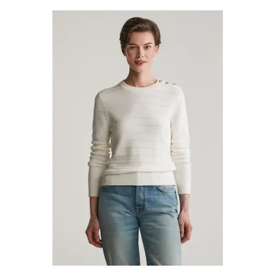 SVETR GANT TEXTURED COTTON C-NECK EGGSHELL