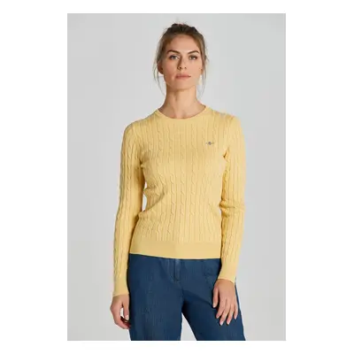 SVETR GANT STRETCH COTTON CABLE C-NECK DUSTY YELLOW