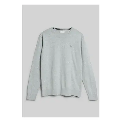 SVETR GANT SHIELD CLASSIC COTTON C-NECK LIGHT GREY MELANGE