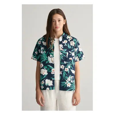 KOŠILE GANT OLEANDER PRINT COTTON SS SHIRT EVENING BLUE