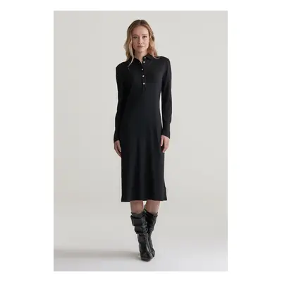 ŠATY GANT SLIM LS WOOL JERSEY DRESS BLACK