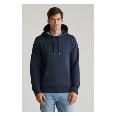 MIKINA GANT EMBOSSED HOODIE EVENING BLUE