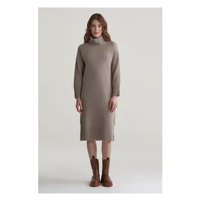 ŠATY GANT HERRINGBONE DETAIL ROLLNECK DRESS WARM GREY