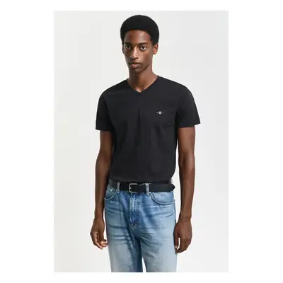 TRIČKO GANT SLIM SHIELD V-NECK T-SHIRT BLACK