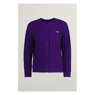 KARDIGAN GANT SHIELD COTTON CABLE CARDIGAN PANSY PURPLE