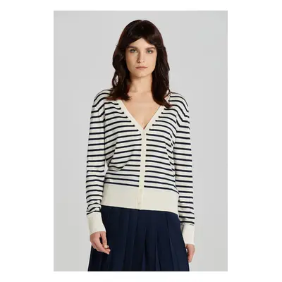 KARDIGAN GANT FINE KNIT STRIPED CARDIGAN CREAM