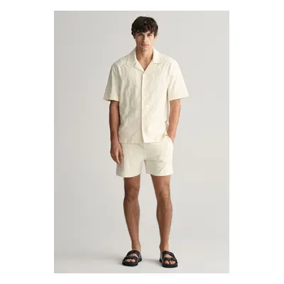 TEPLÁKOVÉ ŠORTKY GANT TERRY JACQUARD SHORTS CREAM