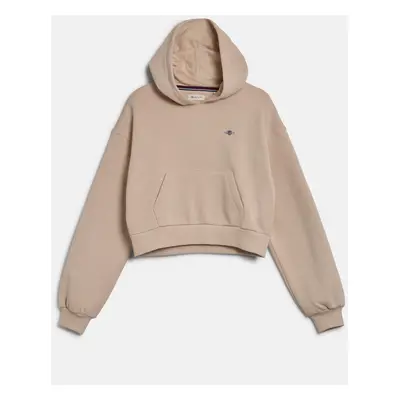 MIKINA GANT SHIELD CROPPED SWEAT HOODIE SOFT OAT