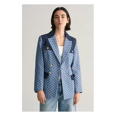 SAKO GANT SLIM MONOGRAM JACQUARD BLAZER SALTY SEA