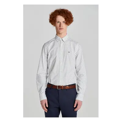 KOŠILE GANT SLIM OXFORD STRETCH STRIPE SHIRT WHITE