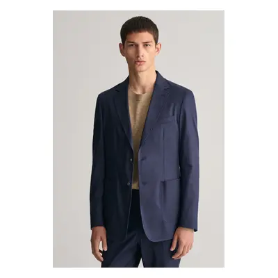 SAKO GANT SLIM COTTON LINEN SUIT BLAZER MARINE