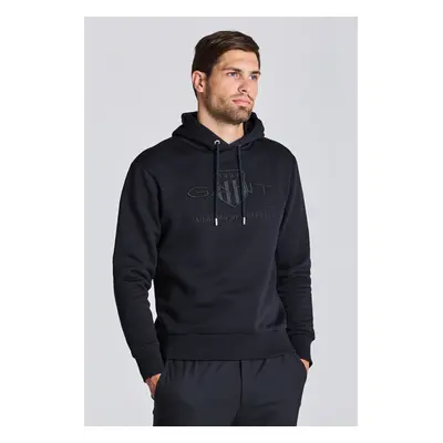 MIKINA GANT REG TONAL SHIELD HOODIE BLACK