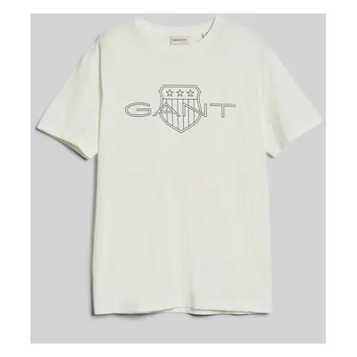 TRIČKO GANT LOGO SS T-SHIRT EGGSHELL