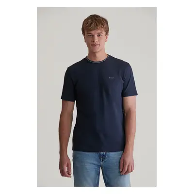 TRIČKO GANT TEXTURED RIB SS TSHIRT EVENING BLUE