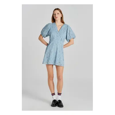 ŠATY GANT REG BRODERIE ANGLAISE DRESS DOVE BLUE