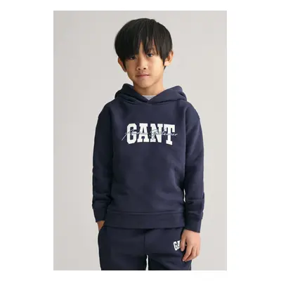 MIKINA GANT GANT ARCH SCRIPT HOODIE EVENING BLUE