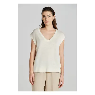 VESTA GANT LINEN BLEND V-NECK VEST CREAM