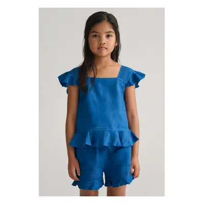 TOP GANT LINEN FRILL TOP LAPIS BLUE