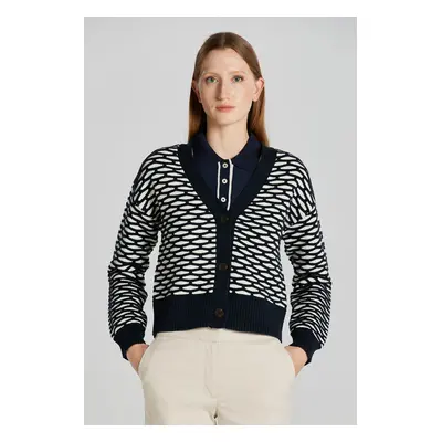 KARDIGAN GANT INTARSIA CARDIGAN EVENING BLUE