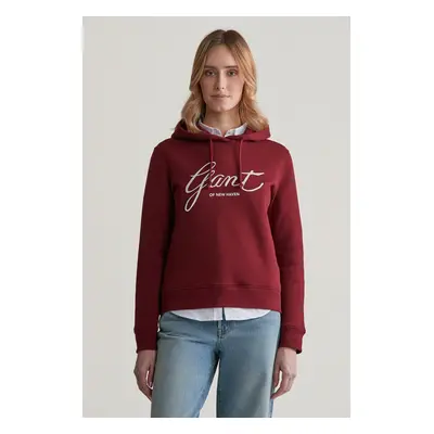 MIKINA GANT REG SCRIPT HOODIE PLUMPED RED