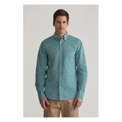 KOŠILE GANT REG POPLIN GINGHAM SHIRT DEEP FOREST GREEN