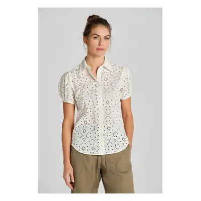 HALENKA GANT REG BRODERIE ANGLAISE SS SHIRT EGGSHELL